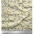 thumbnail image 1 of Soimoi Yellow Crepe Silk Fabric Cucumber Vegetable Print Sewing Fabric Yard 42 Inch Wide, 1 of 2
