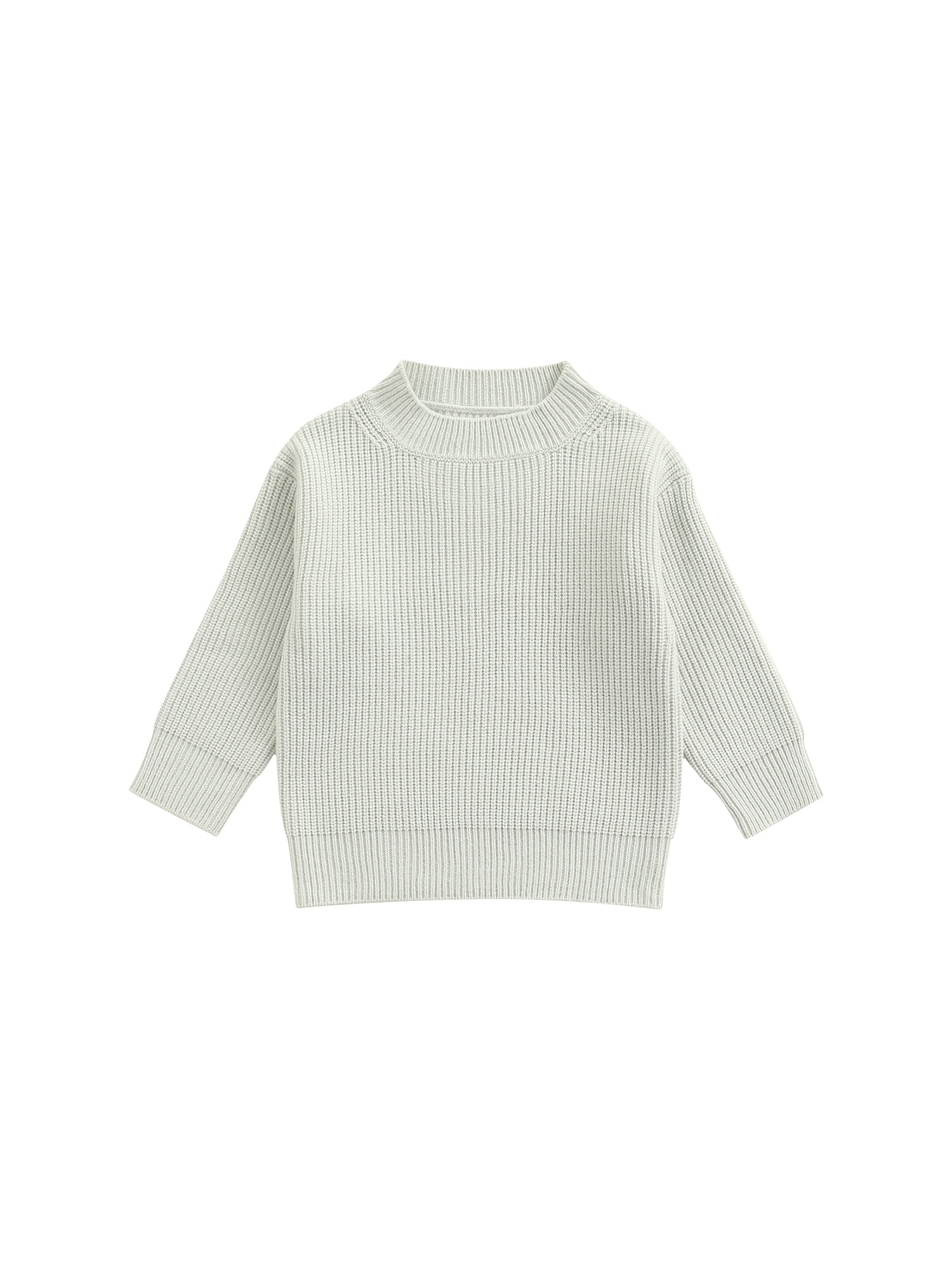 Faithtur Toddler Baby Round Neck Long Sleeve Solid Color Rib Knit Sweaters