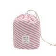 thumbnail image 1 of VONKY Drawstring Makeup Bag Large Capacity Cosmetic Organizer Adjustable Portable Travel Pouch, Pink Stripe, 1 of 8