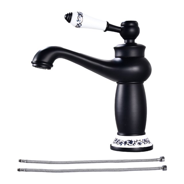 Baohd Copper Ceramic Basin Electroplated Modern Unfading Anti-rust Threaded Smooth Kitchen Toilet Sink Hardware Type 1 Black