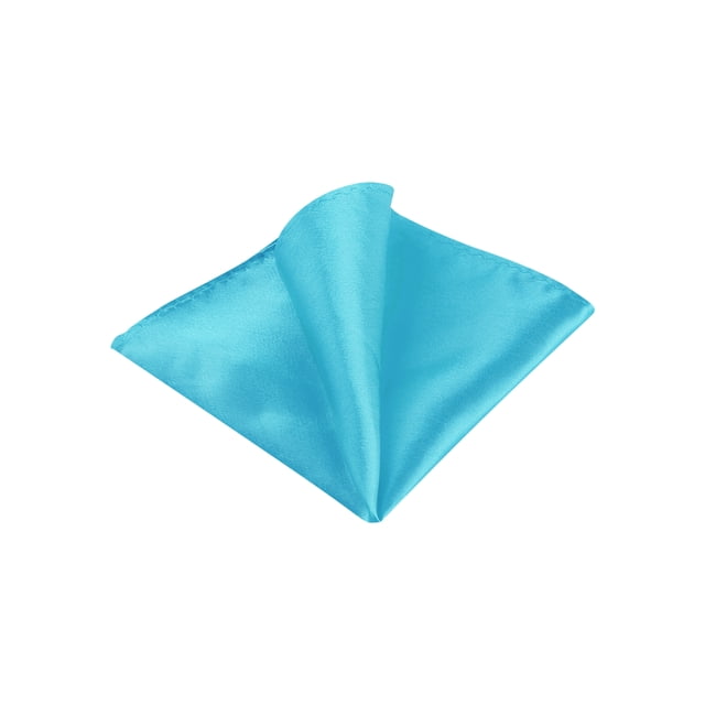 INSPIRE CHIC Men's Pocket Square Solid Color Handkerchiefs Self-folded For Wedding Party Turquoise One Size