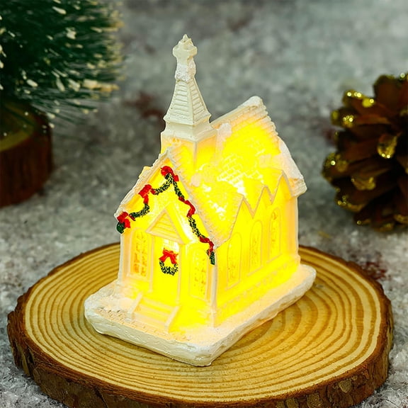 CSEONEO Cadeau pour Enfants, Ensemble de Maisons de Village d'Hiver de Noël avec Lumières LED, Figurines de Poupées de Noël DIY, Kits d'Ornements en Résine Miniature de Noël, Lampe d'Arbre à Branche Nue de Cèdre