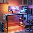 thumbnail image 2 of Bestier 44 inch Reversible Computer Desk with LED Lights Gaming Desk with 4 Tier Shelves Adults, 2 of 9