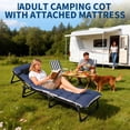 thumbnail image 4 of Tragbares, faltbares Campingbett für Erwachsene – Schwerlast-Doppel-Oxford, dicke Matratze, abnehmbares Polster, bis 400kg belastbar, ideal für Outdoor, Zelt, Reisen, Büro, Zuhause – Blau oben, 4 of 8
