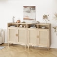 thumbnail image 1 of Rattan Sideboard Buffet Cabinet, Boho Storage Cabinet with 2 Doors, Open Shelf for Living Room, Hallway & Kitchen, 1 of 7