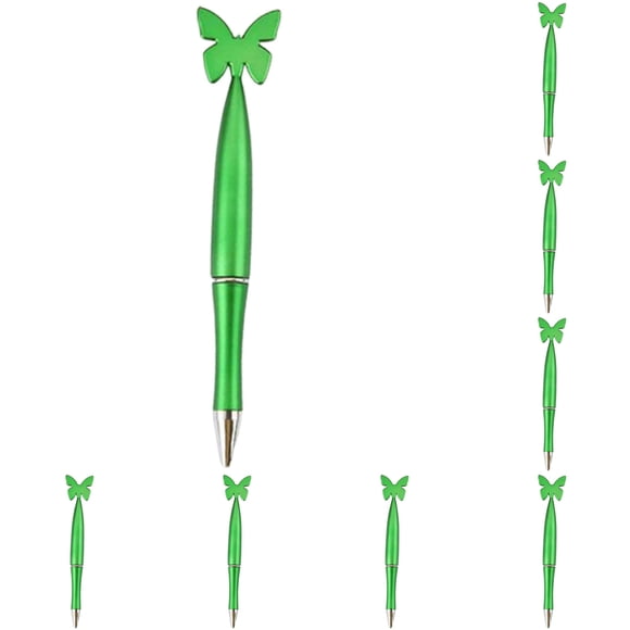 10Pc Ballpoint Pens Butterfly Pen Plastic For Office Desk Journaling Green