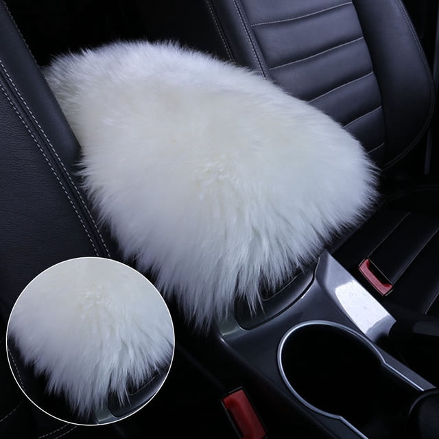 fastboy Car Seat Armrest Box Pad Wool Cover Winter Warm Pad Car-Styling Decoration Auto Accessories white 1Set
