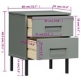 thumbnail image 4 of vidaXL Table de Chevet avec Pieds en Métal Gris Bois Massif Pin OSLO, 4 of 5