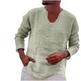 thumbnail image 1 of Yuyuzo Long Sleeve Shirts for Men Spring Fall Loose Casual V Neck Lightweight Solid Color Tee Tops, 1 of 6