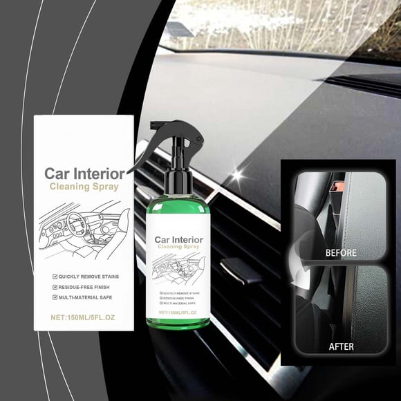 Car Interior Cleaning Spray 120ml, Multi-Surface Cleaner for Fabric, Leather,, Plastic, Removes Stains, Dirt, Grease, Odors, No Rinse Formula, for All Interior Surfaces