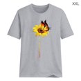 thumbnail image 2 of Blouse Été Manches Courtes T-shirt Tournesol Blouse Femmes Col Rond Top, Gris Clair, XXL, 2 of 5
