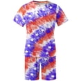 thumbnail image 5 of cllios 4th of July Outfit for Men 2 Piece Set Independence Day Mens Athletic Outfits Short Sleeve Shirts and Drawstring Shorts Set American Flag Matching Suits Independence Day Workout Tracksuits, 5 of 5