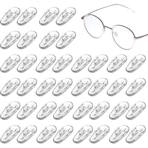 Eyeglass Repair Kits,50 Pairs Push-in Eyeglass Nose Pads,Clear Silicone Anti-Slip Nose Piece,Nose Guards Repair Kit Accessories