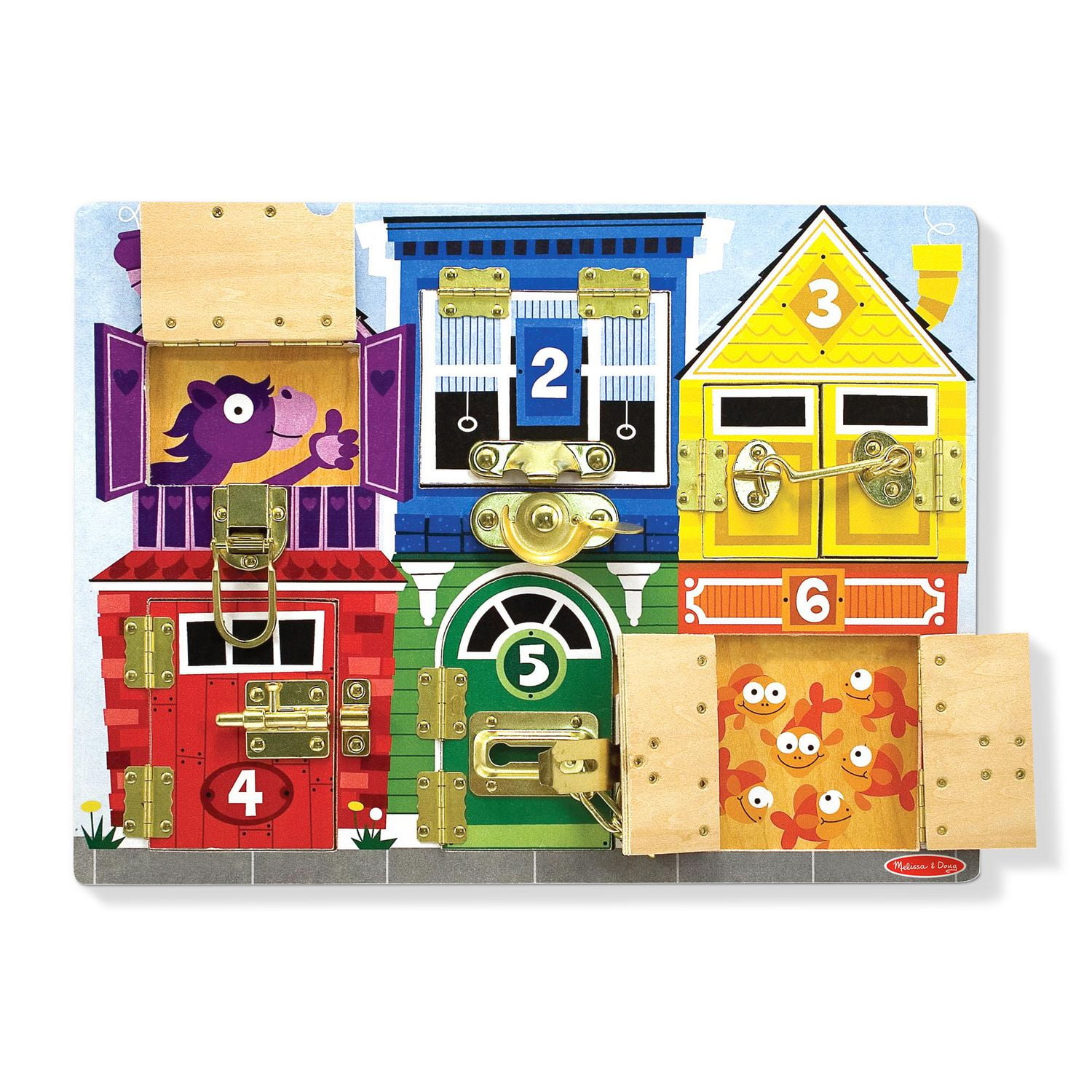 Melissa & Doug Latches Planche d’activités en bois - Certifié FSC