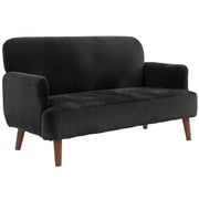 HOMCOM 2 Seater Sofa Couch with 8.3" Thick Padding and Wood Legs, Black
