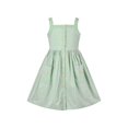 thumbnail image 1 of Girl Dress Green Striped Button Pockets Everyday Sundress 6 Years, 1 of 6