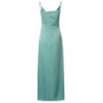 thumbnail image 5 of JGGSPWM Robe Longue à Col Bénitier pour Femme, Robe de Demoiselle d'Honneur Sirène à Bretelles Spaghetti Froncée, Robe de Soirée Formelle avec Fente, Vert G, 5 of 5