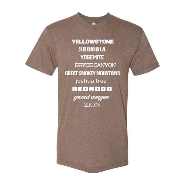 GOC National Parks USA-Made Tri-Blend T-Shirt -Tri-Coffee - White Font - 2XL