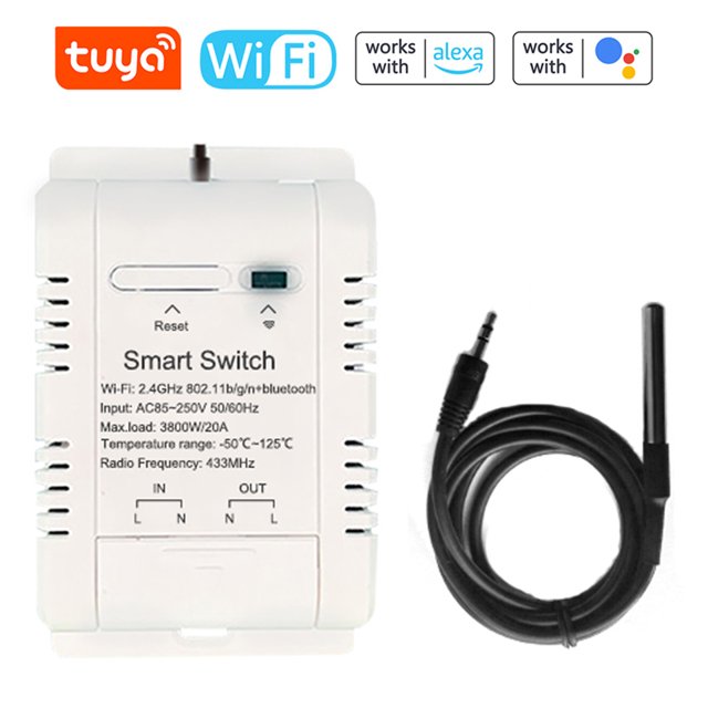 Tuya WiFi Intelligent Energy Circuit Breaker Switch Mobilephone APP with Real-time Temperature Measurement and Day Month Year Power Statistics Function