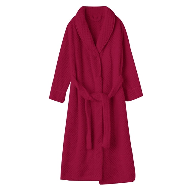 Penkiiy Womens Robe Long Kint Bathrobe Lightweight Soft Robes Ladies Bath Robe M Hot Pink