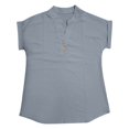 thumbnail image 4 of 2025 Women Spring Summer Clothing Rayon Tops for Women Solid Button Back Ruffled Ladies T Shirt Tops Trim Blouse Casual Short T Shirt Women V Neck Sleeve Blouse, 4 of 4