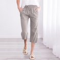 thumbnail image 2 of Fgnfyis Womens Pants High Waisted Wide Leg Fashion Drawstring Elastic Trousers Comfy Straight with Pockets Women Summer Pants Grey#2 S, 2 of 5