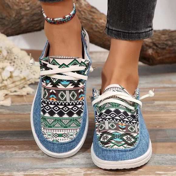 Chaussures Mocassins à Enfiler pour Femmes en Toile à Tige Basse Espadrilles Mode Décontractées Plates Confortables Chaussures de Marche pour l'Extérieur Chaussures pour Femmes Filles