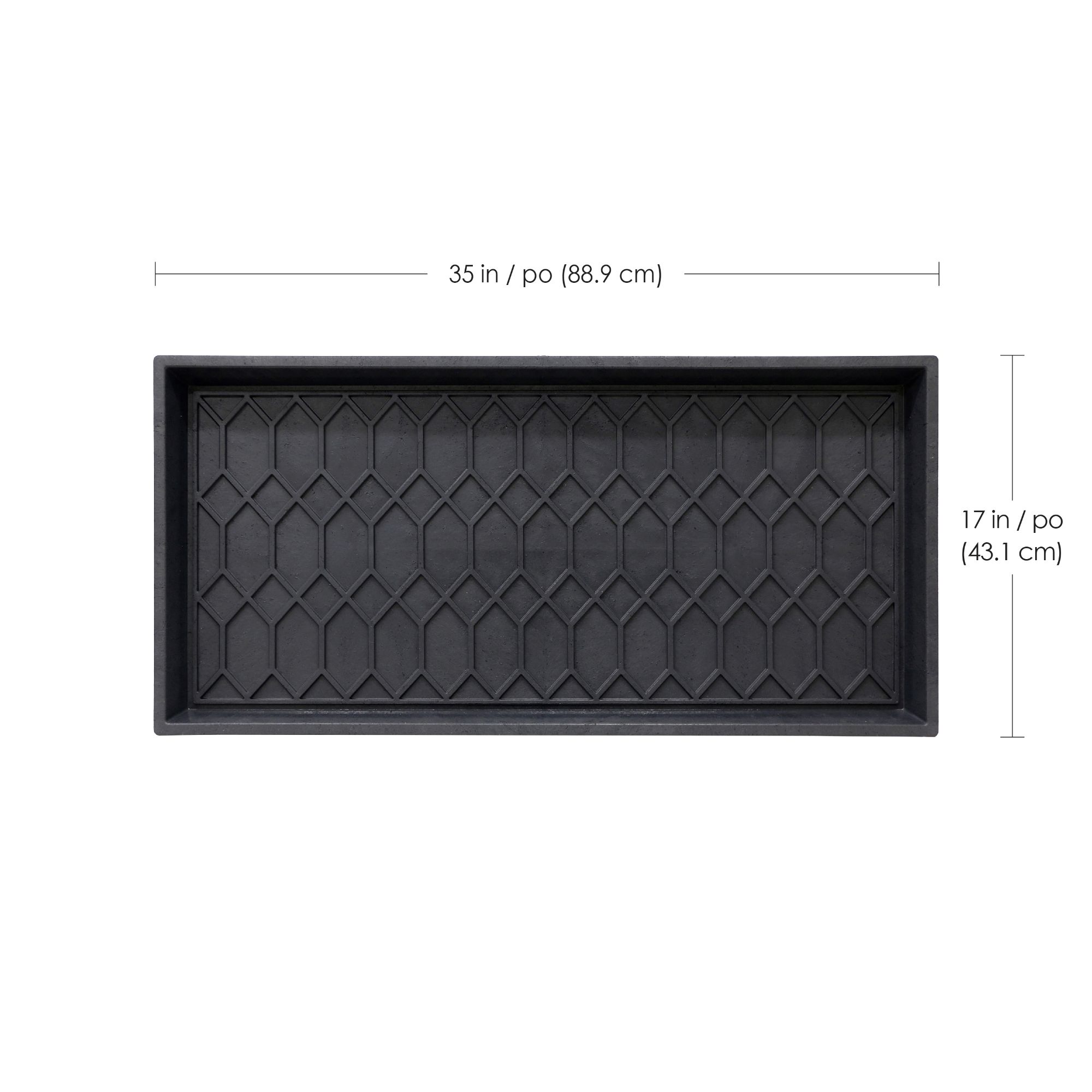 Mainstays Manor plateau à bottes 17 x 35, bords surélevés, imperméable, motif géométrique noir, pour entrée, vestibule, garage