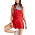 thumbnail image 2 of Honganda Salopette Courte en Denim pour Femmes, Bretelles Ajustables, Poche, Combishort, Short, Poignets Roulés, 2 of 5