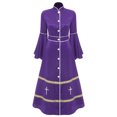 thumbnail image 3 of TiaoBug Clergy Robe for Women Long Sleeve Buttons Cassock Pulpit Church Minister Pulpit Robe Liturgical Vestments Purple 3XL, 3 of 7