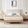 thumbnail image 1 of VECELO Queen Size Upholstered Bed Frame with Adjustable Headboard, Strong Wood Slats Supports, No Box Spring Needed, Beige, 1 of 8