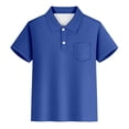 thumbnail image 1 of Luvoko Little Boys Uniform Short Sleeve Pique Polo Shirt,Solid Color Print Tennis Pique Shirts for Kids for Little Boys Tops Short Sleeve Stretch Collared(Dark Blue,3-4 Years), 1 of 4