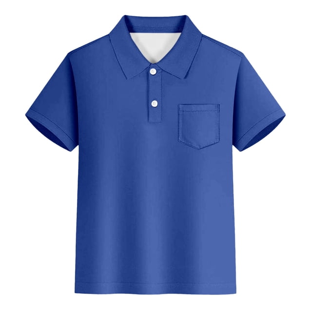 Luvoko Little Boys Uniform Short Sleeve Pique Polo Shirt,Solid Color Print Tennis Pique Shirts for Kids for Little Boys Tops Short Sleeve Stretch Collared(Dark Blue,3-4 Years)
