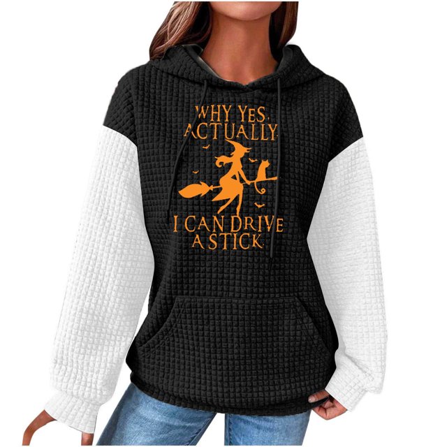 Rbaofujie Chandails Légers pour Femmes Chandails Décontractés à Manches Longues à Col Rond pour Femmes Chandails pour Dames Hauts Blouse Chandail à Capuchon Uni Chandails à Capuchon Graphiques Noirs pour Femmes