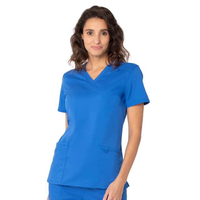 Landau ProFlex Haut de Sarrau pour Femmes : 3 Poches, Coupe Moderne Ajustée, Col en V Extensible 4169