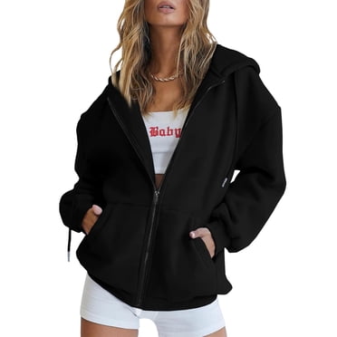 Womens Casual Solid Long Sleeve Zipper Hooded Coat Pocket Sweatshirt Tops Front Zip Hoodie Women Vintage Hoodies Pullover Sweatshirt Womens Womens Sweatshirt Hooded Baggy Hoodie Zip Sweatshirt Hoodie