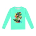 thumbnail image 5 of Pyjama pour Garçons, Imprimé Dinosaure, Col Rond, Manches Longues, Haut et Pantalon, Ensemble de Pyjama 2 Pcs pour le Printemps et l'Automne, Pyjama pour Enfants, Vert Menthe, 3 Ans-4 Ans, 5 of 5