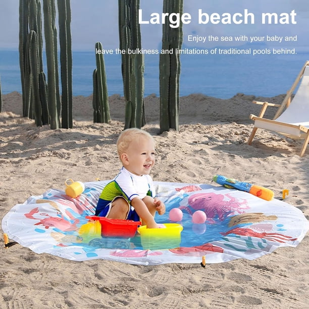 Piscine De Plage Pliable Pour Enfant – Tapis D'Eau 2x2 M Avec Piquets – Pataugeoire Portable Bébé – Voyage Été
