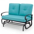 thumbnail image 2 of Costway Glider Outdoor Patio Rocking Bench Loveseat Cushioned Seat Steel Frame Turquoise Turquoise, 2 of 7