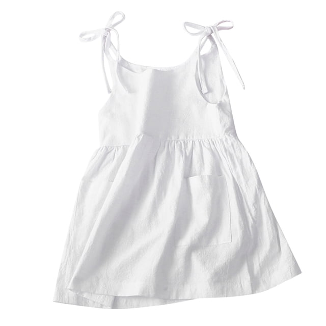2025 Robe Solide pour Tout-Petit Poches Sans Manches Plage Bretelles Imprimé Visage Robe Princesse