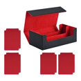 thumbnail image 2 of Bunblic Card Deck Box Can Holds 1200+ Cards Display Premium Sturdy Game Card Storage Black Red with Red, 2 of 8
