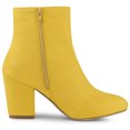 thumbnail image 3 of Bottes Cheville à Talon Bloc à Bout Rond à Fermeture Éclair Latérale pour Femmes BLISSFUL STEP Jaune 6, 3 of 6