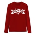 thumbnail image 5 of HUITKMM T-Shirts en Coton pour Femmes T-Shirt Décontracté Imprimé à Col Rond à Manches Longues pour Femmes, 5 of 5