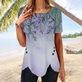 thumbnail image 1 of DPTALR T-shirt Imprimé Ample pour Femmes Boutons Manches Courtes Blouse Col Rond Hauts Décontractés, 1 of 6