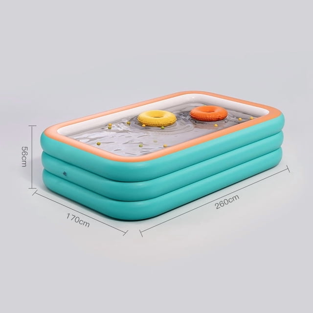 Foldable Inflatable Swimming Pool with Thickened Awning Slide, 2.6m 3-Layer Design for Kids and Adults, Sturdy Material, Easy Setup & Storage, Perfect for Backyard Family Fun - Single Pool Only