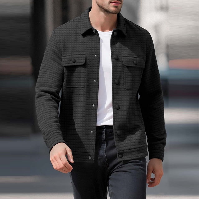 Yusimy Men's Trench Coat Double-Breasted Slim Fit Solid Mid-Length Casual Versatile Overcoat