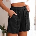 thumbnail image 5 of LVHAOGJOB Womens Cottton Linen Shorts Plus Size with Pockets Summer Drawstring Solid Color Black Shorts Pants for Ladies Elastic Waist, 5 of 5