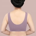 thumbnail image 4 of Push Up Padded Bras for Women Solid Sleeveless Plus Size Lingerie Front Four Button Wide Strap Tank Bra V-Neck Push-up Bra Feature Hook and Eye Closure Strapless Bra Style Y-70 , Purple 5XL, 4 of 5
