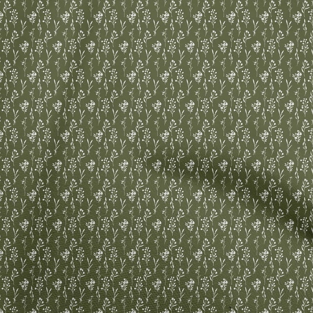 oneOone Cotton Poplin Dark Green Fabric Floral Sewing Craft Projects Fabric Prints By Yard 56 Inch Wide