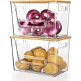 thumbnail image 1 of 2 Pack Potato Storage Bin,DELAMU Clear Stackable Pantry Organizer with Bamboo Lid, 1 of 8